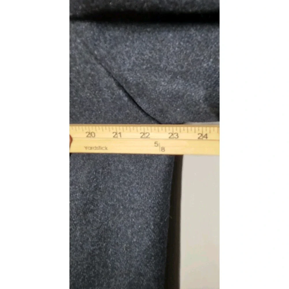 Vintage 60s BRENT Black‎ Wool Coat Faux Fur Collar 42 Leather Buttons